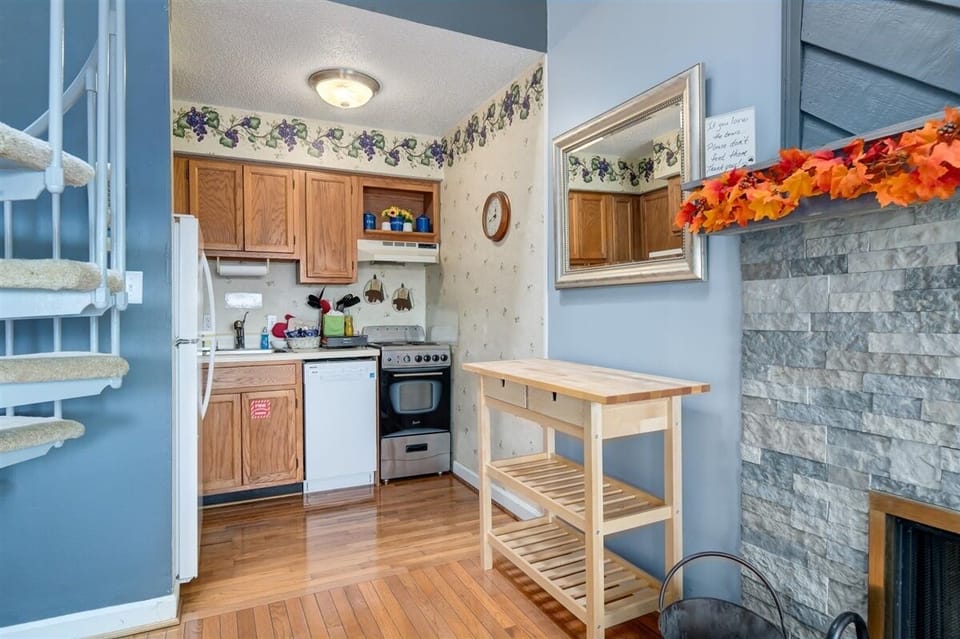 View of kitchen from living room.