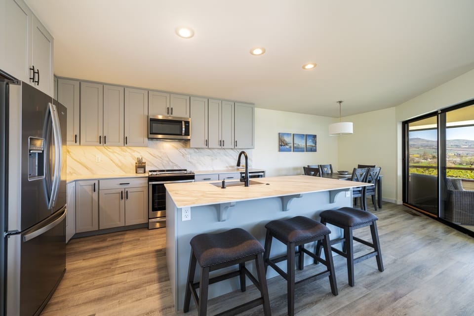 Fully equipped kitchen well stocked to meet all your cooking needs