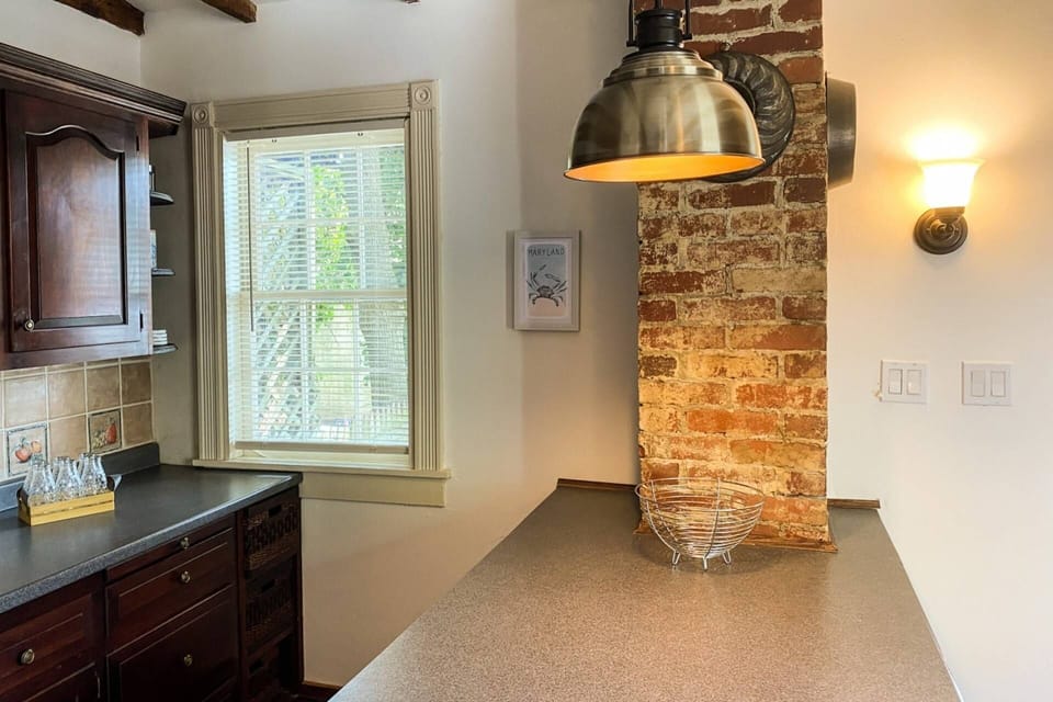 The original brick chimney (only decorative now!).