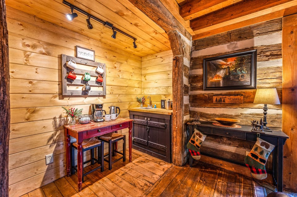 Coffee station with additional seating for your morning coffee!