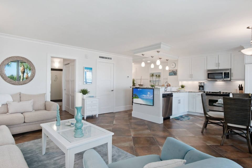 When you're not outside or looking outside, catch your favorite show on the smartly situated flat screen HDTV.