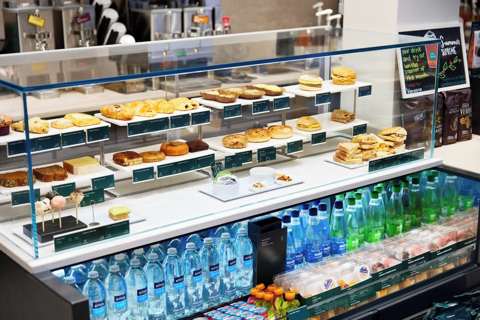 Treat yourself to grab-and-go snacks and chilled drinks anytime.