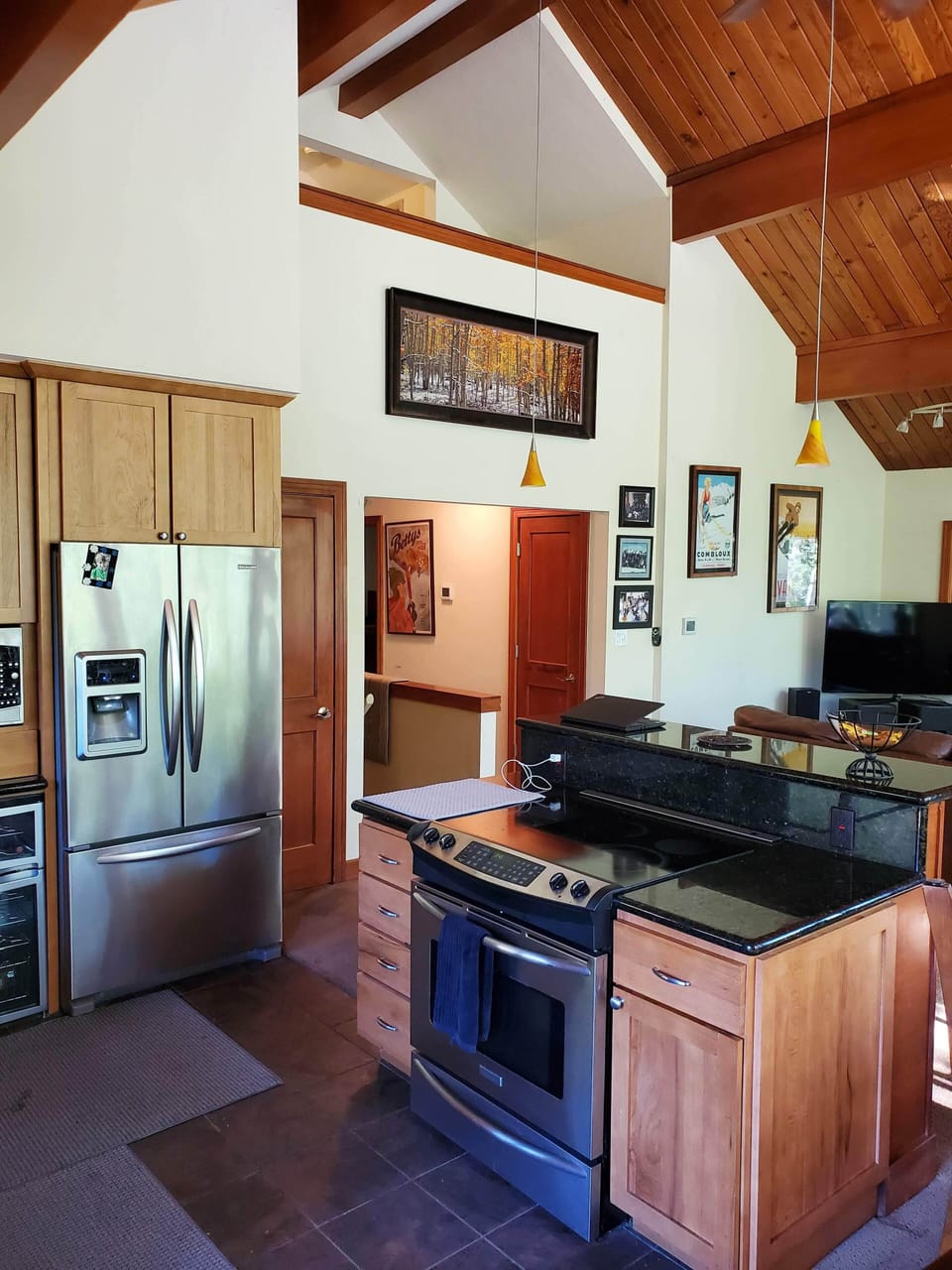 Kitchen with view of loft
