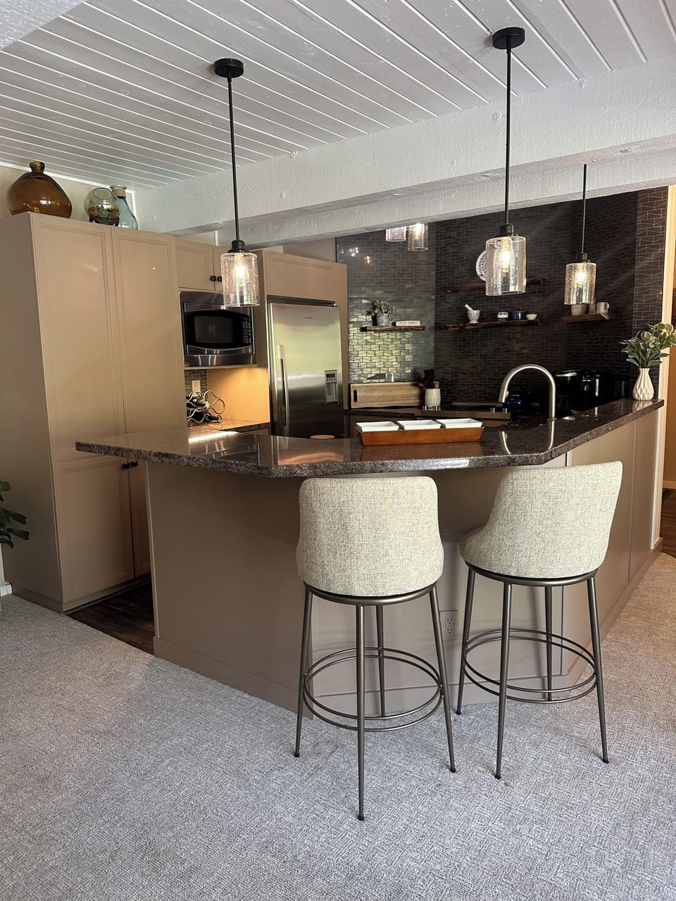 Two Bar Stools at kitchen counter