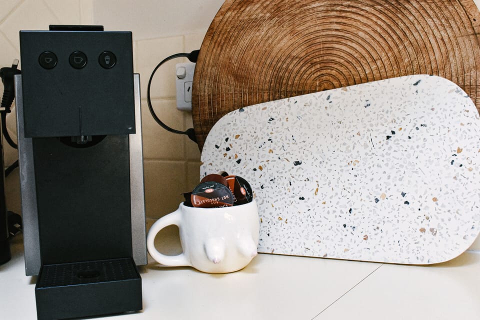 Coffee machine and pods to use at your leisure 