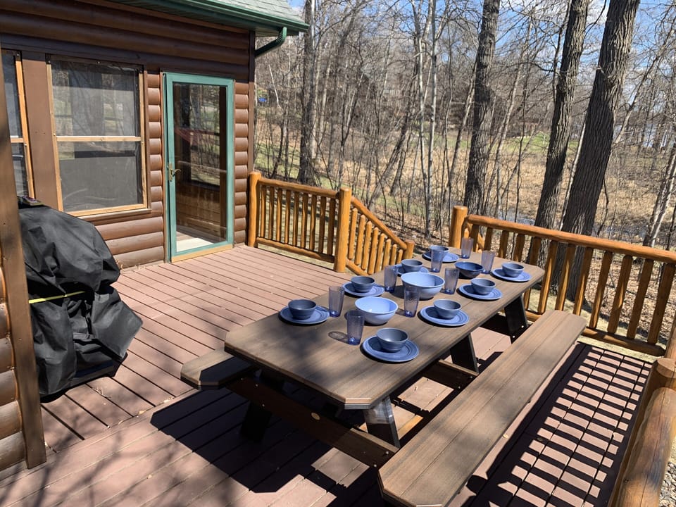 Outdoor dining with natural gas grill