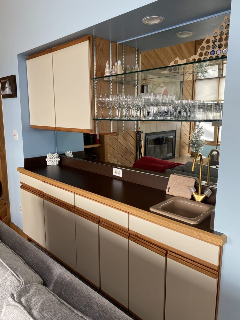 Wet bar in living room