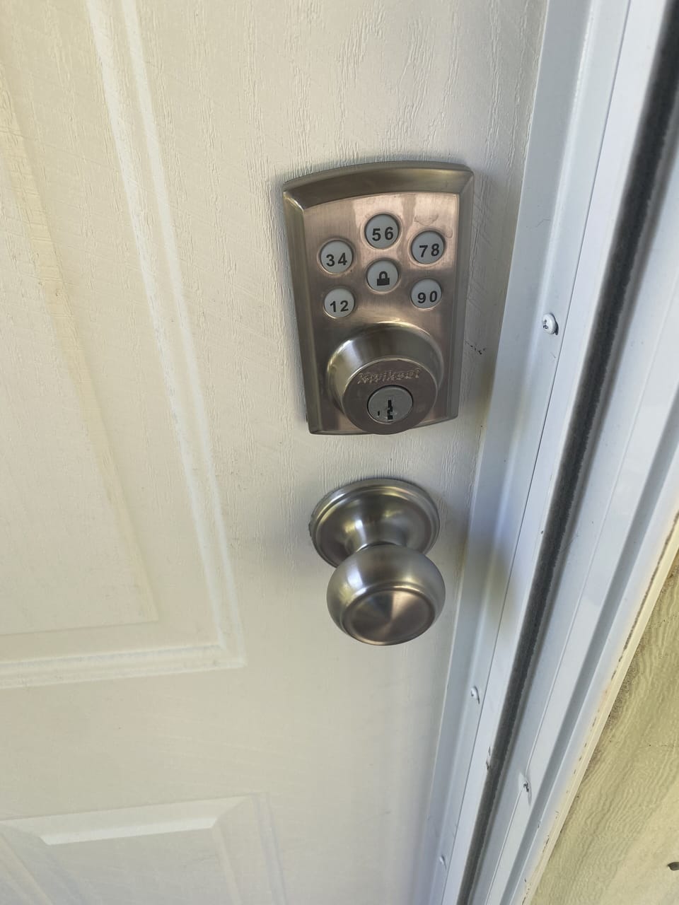 Keypad on Front and Back (Deck) door.  Personal 4 digit code opens door