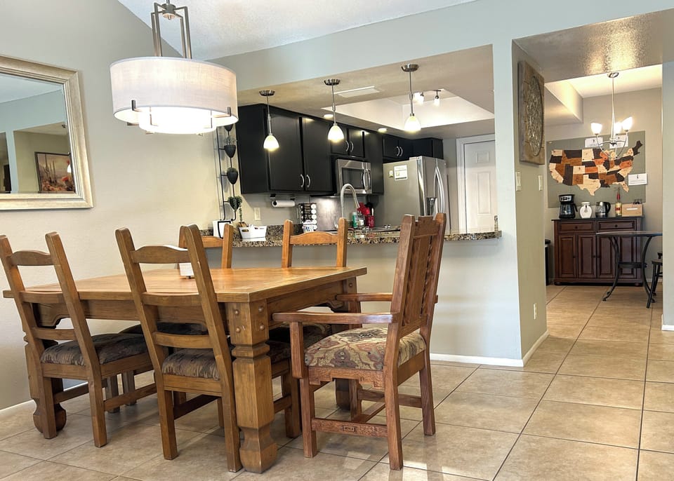 Spacious dining, kitchen, and breakfast areas