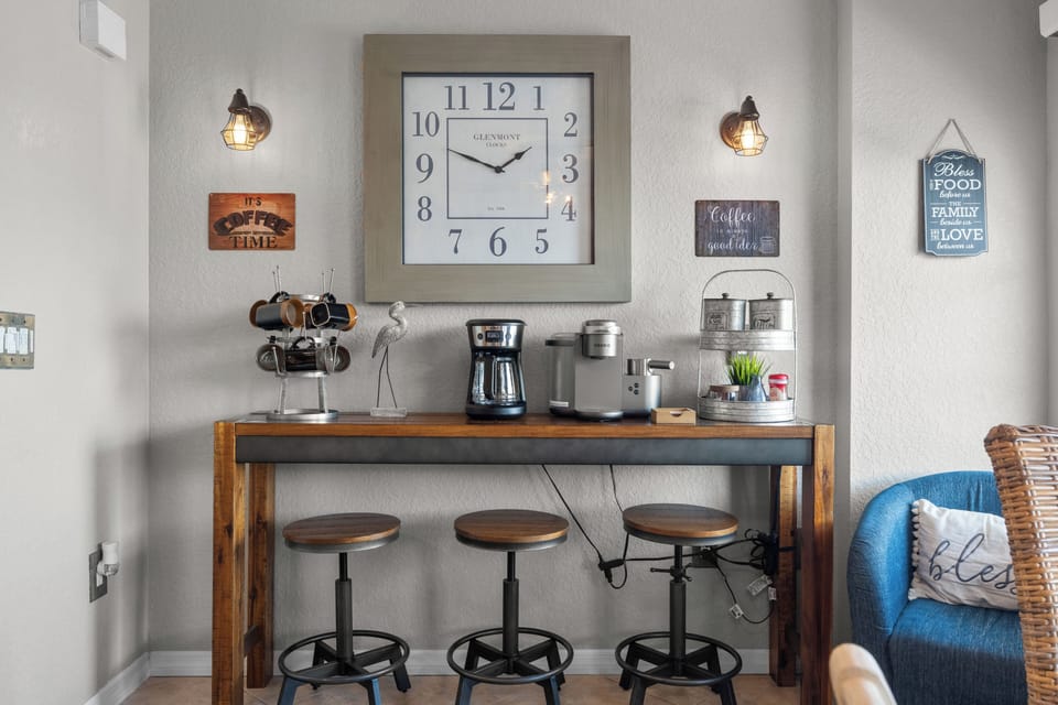 enjoy complimentary coffee and tea