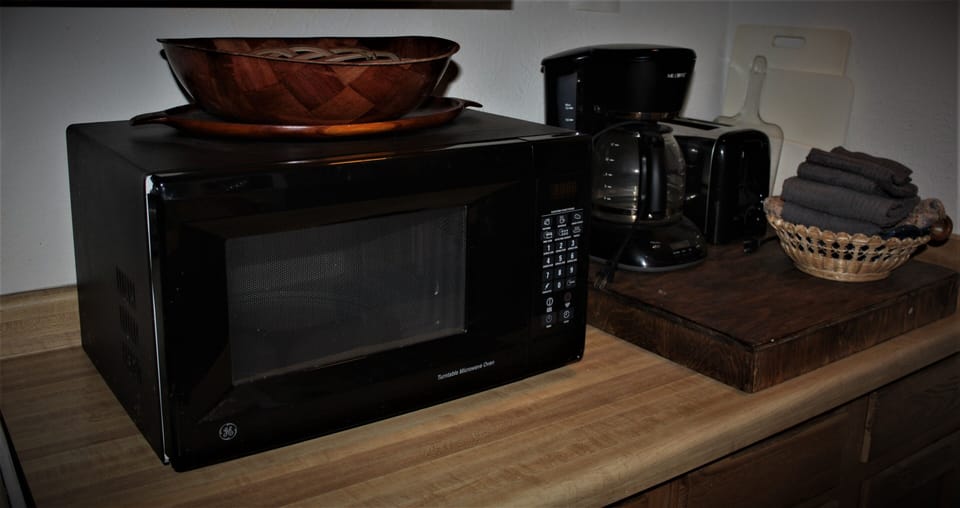Microwave, coffee maker, and toaster