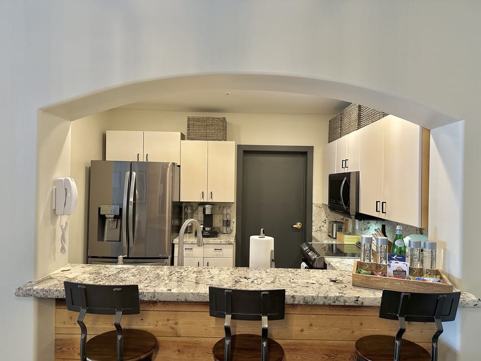 Remodeled Kitchen and new black stainless appliances.