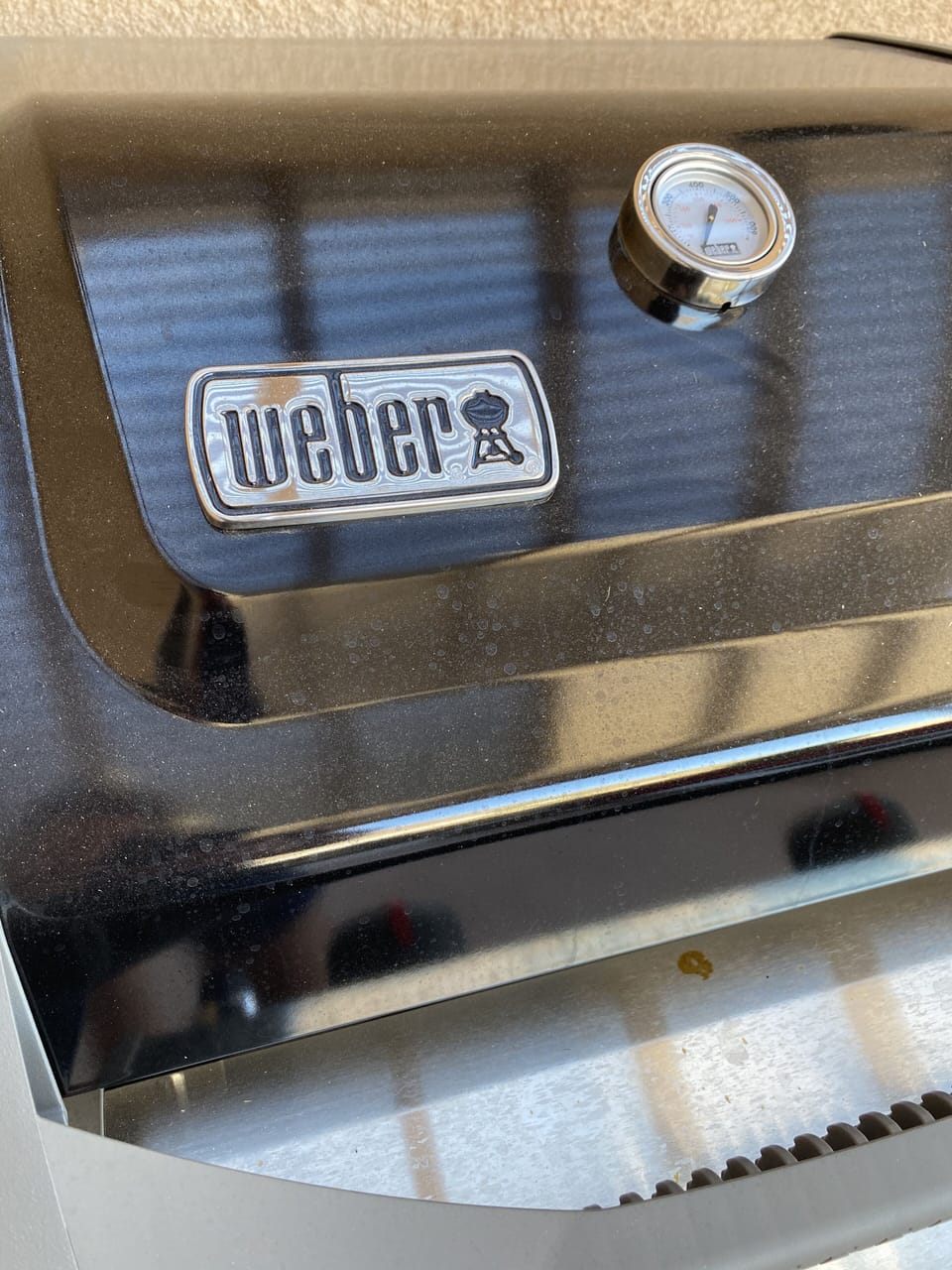 Grill on the Weber grill connected to centralized propane 