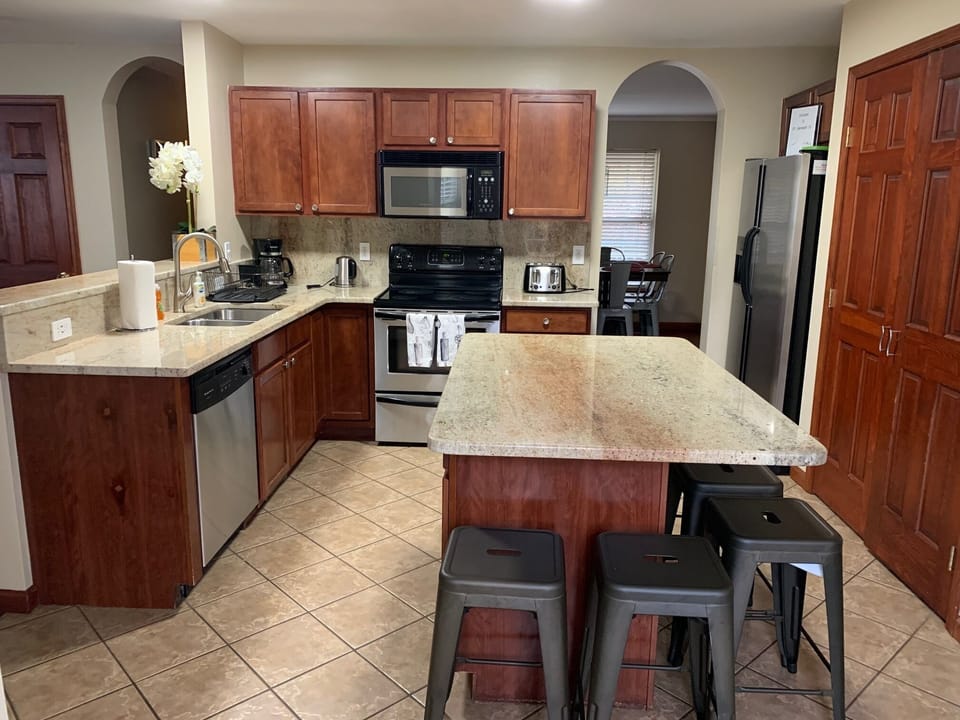 kitchen with new granite counter tops 