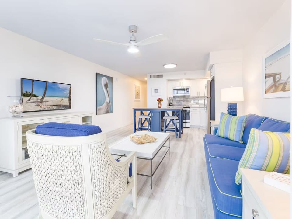 Stretch out on the sofa after a beach-filled day.