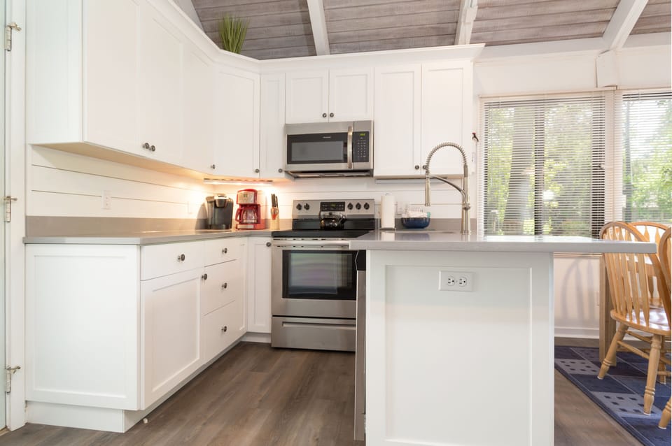 Simple kitchen with stainless steel appliances