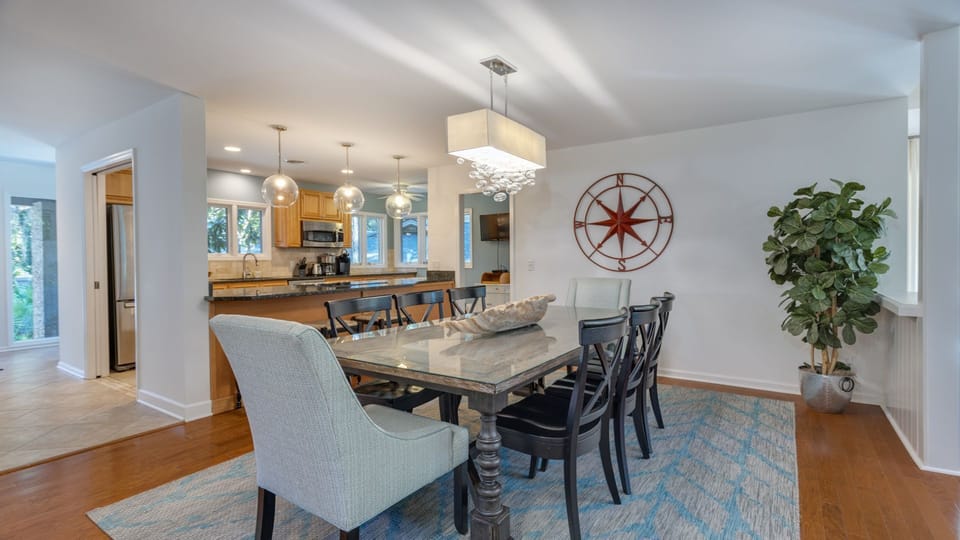 Light, airy, and coastal dining room