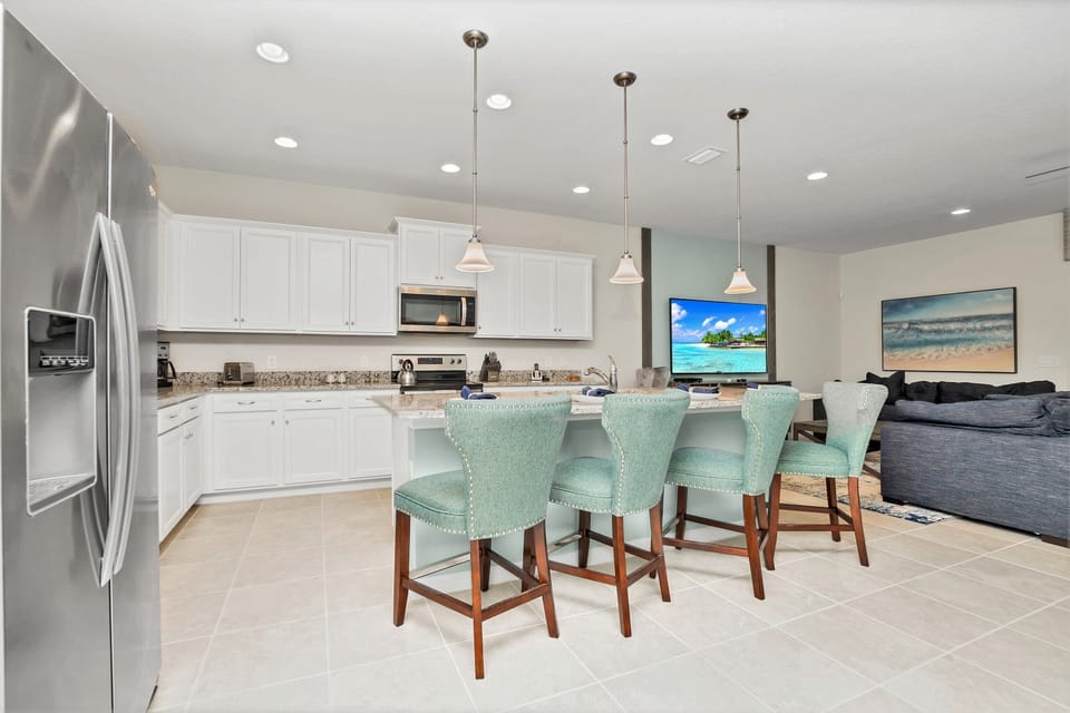 View 2 of gorgeous kitchen with barstool seating