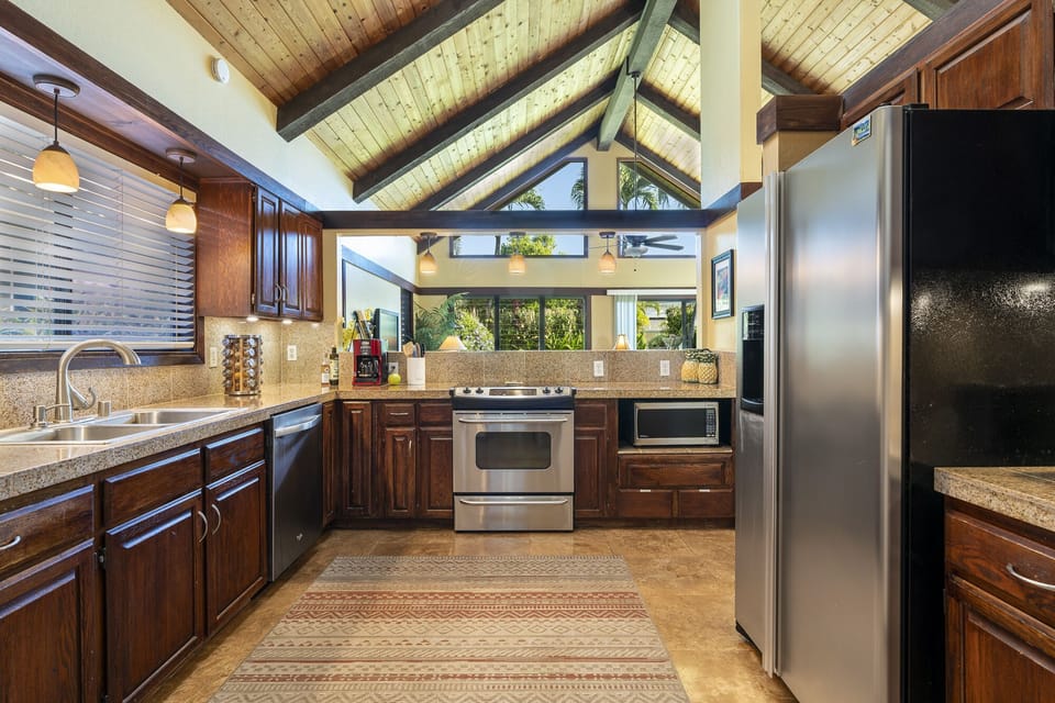 The kitchen is well stocked and provides the key staples for cooking.
