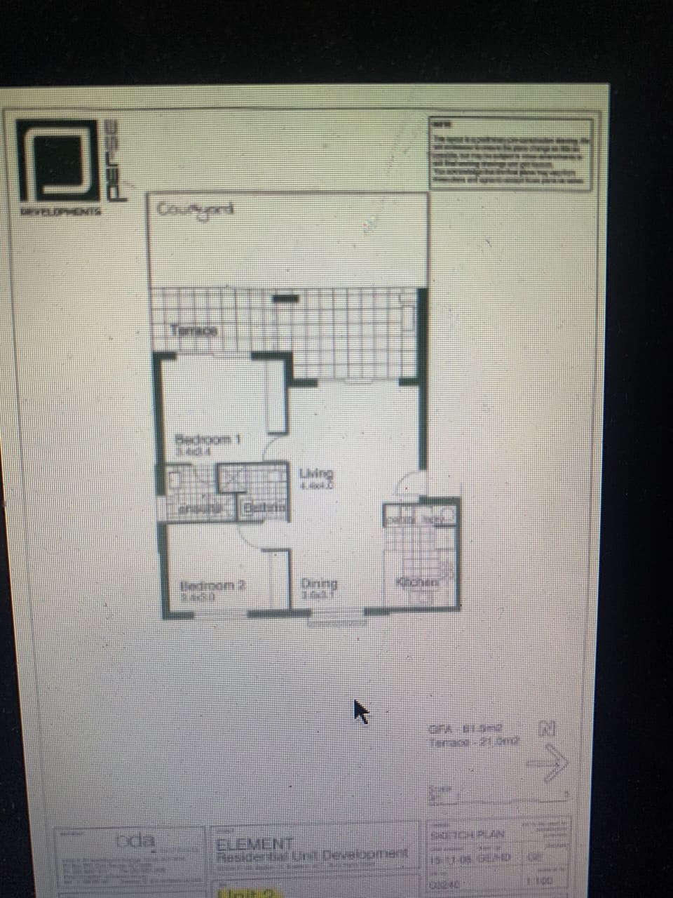 82m2 of internal living plus courtyard. Segregated bedrooms, 2 bathrooms
