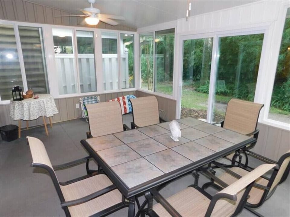 Glassed in patio with AC