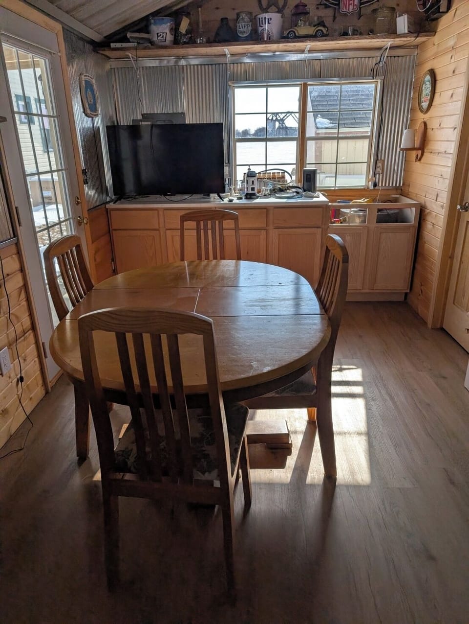 card table or additional indoor seating off the game room patio