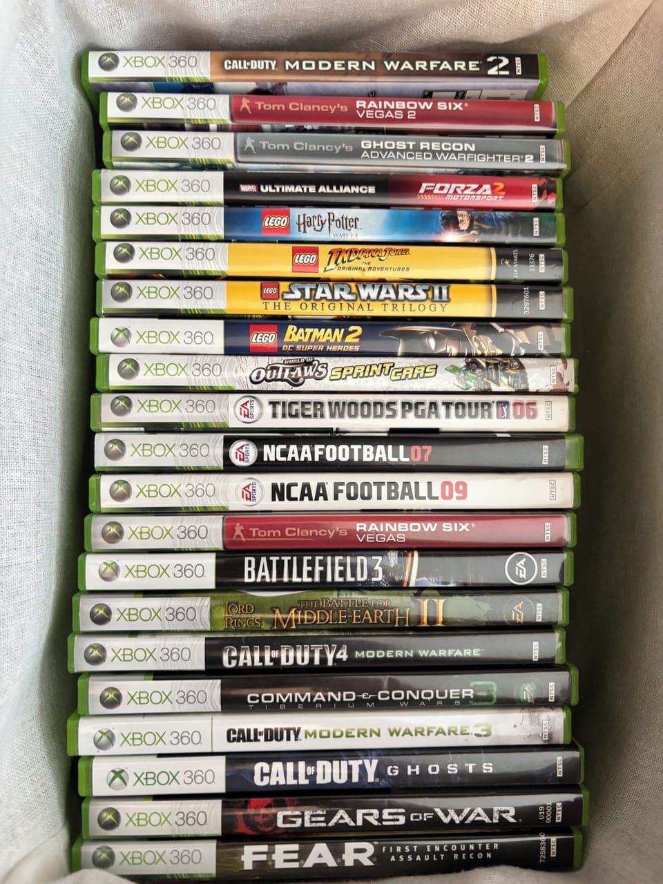 XBOX 360 games for the kids, and adults, in the bunk room.