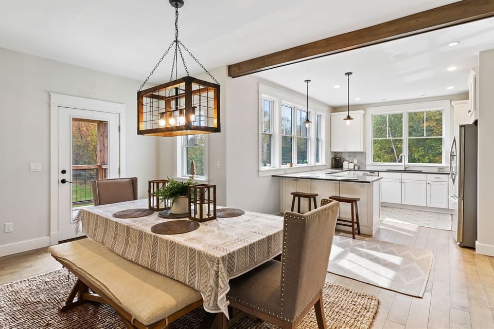 Dining table comfortably seats 8
