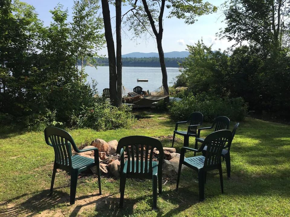 Firepit with lake views