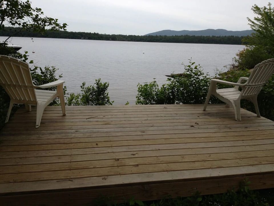 Deck overlooking the beach and lake