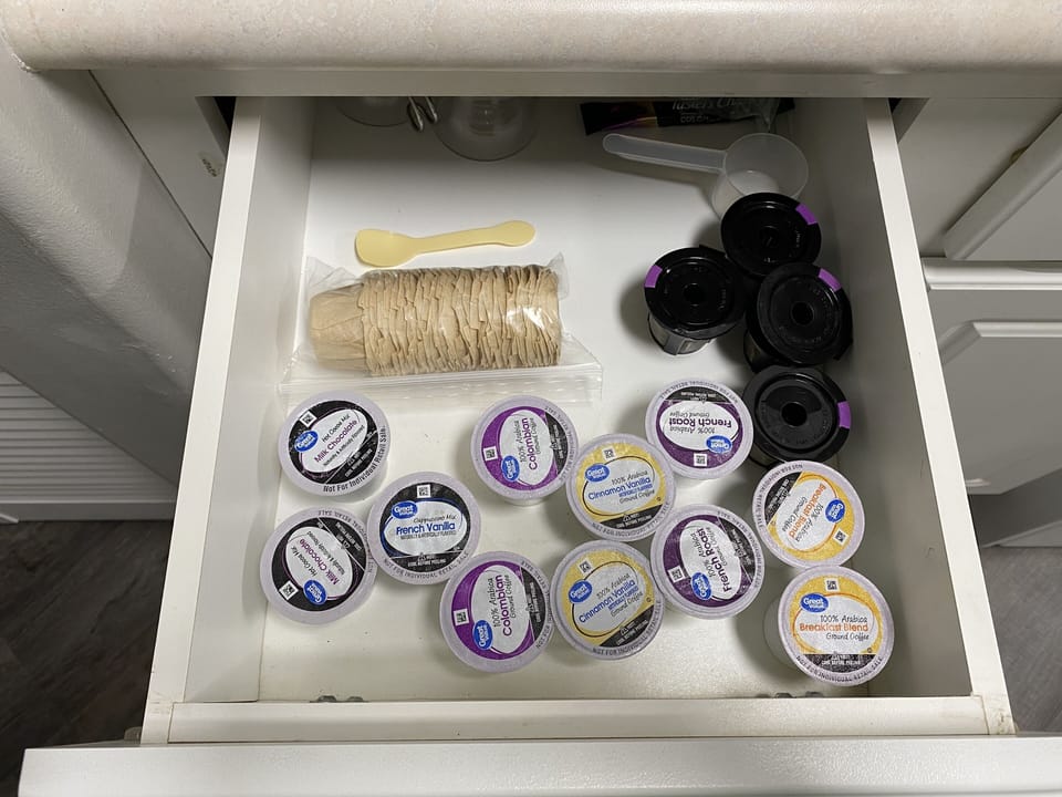 K-cup selections for you cup of Joe in the mornings.