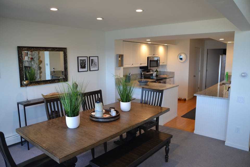 Dining and kitchen areas.