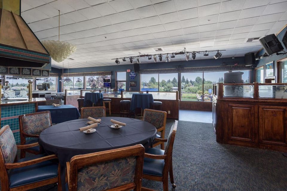 Gather for drinks and dining in a lively on-site lounge.