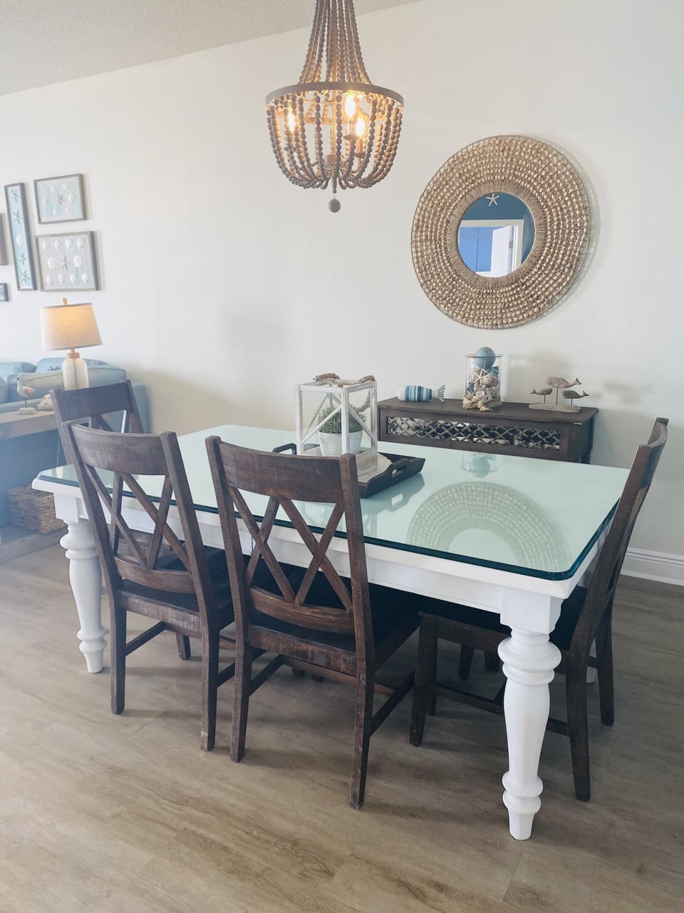 Dining room table seats six