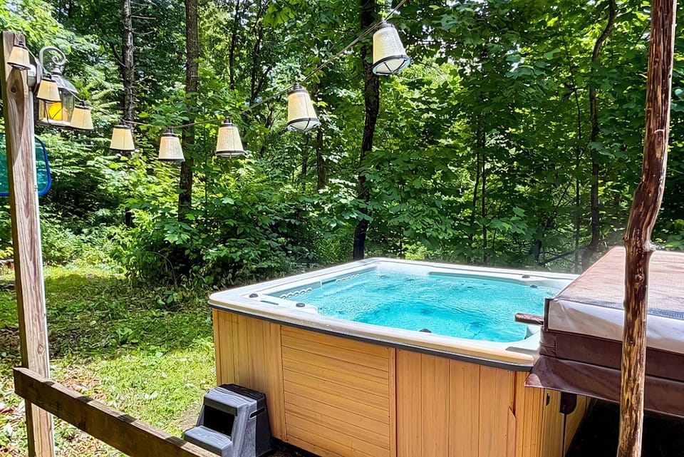 Soak in the Secluded 7 Person Hot Tub.