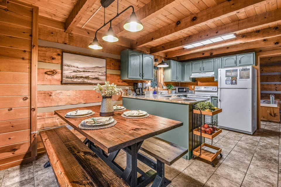 Plenty of room for the whole crew to gather around for meals, board games, or planning the day's adventure.