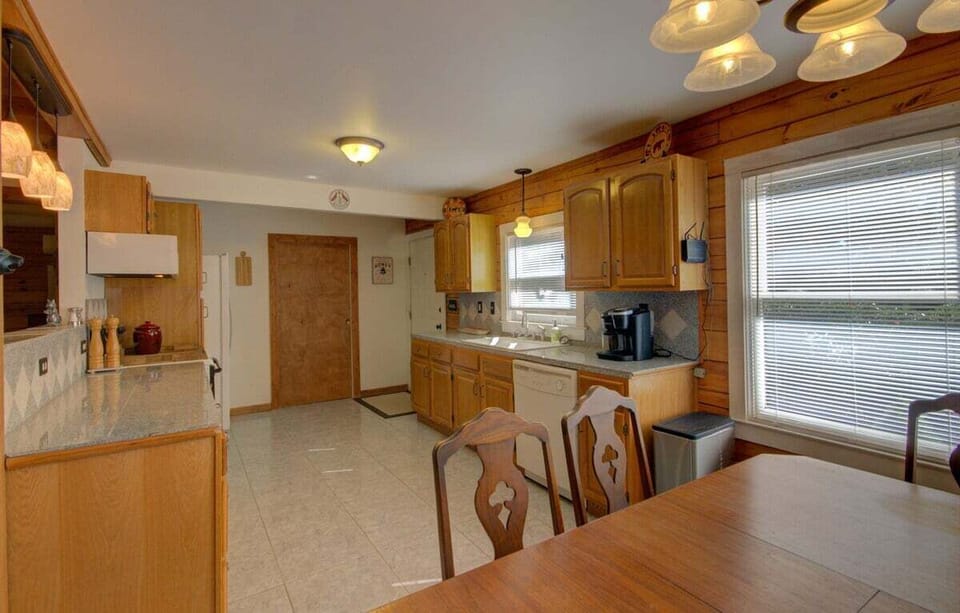 Dual coffee maker in the well stocked kitchen.