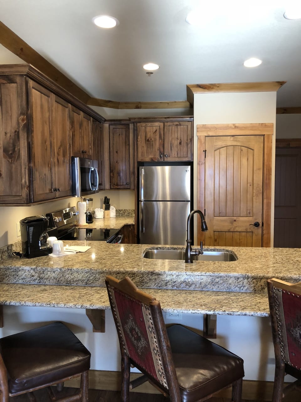 Granite countertop kitchen with stainless steal appliances 