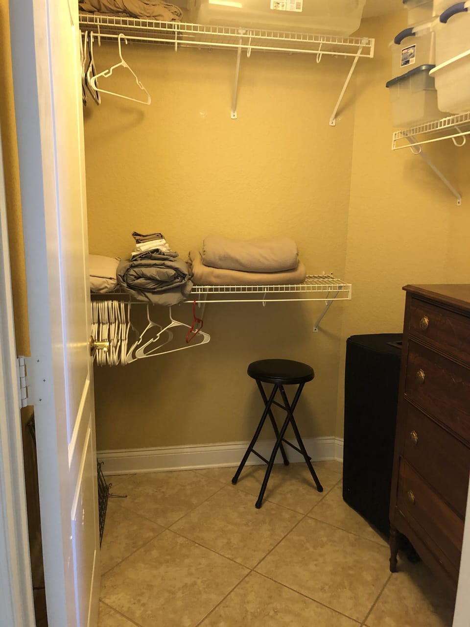 Walk-in closet in master bedroom