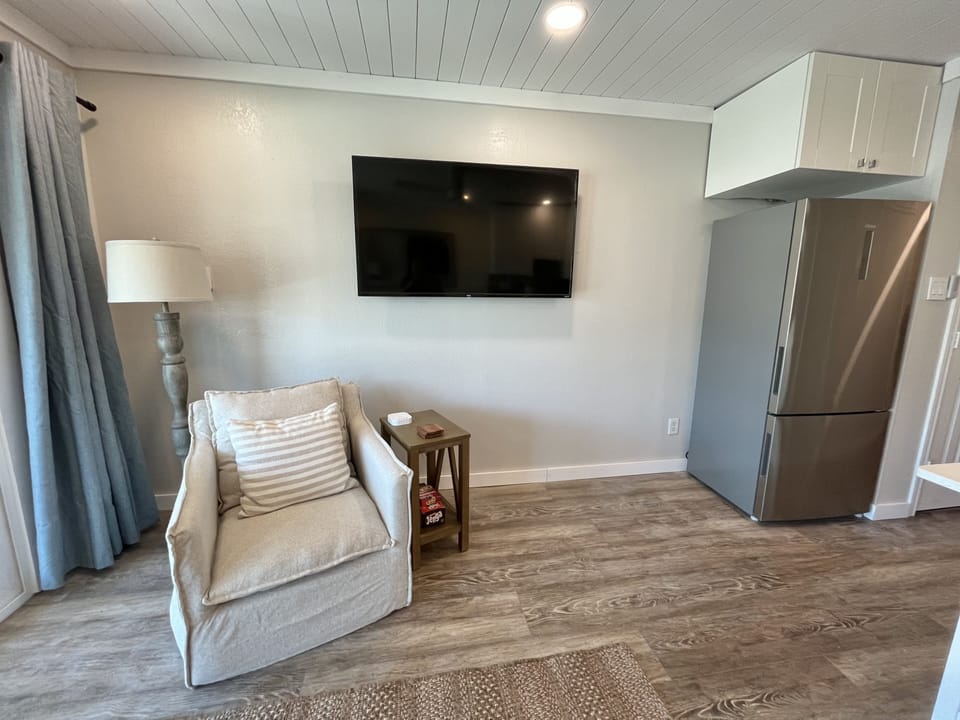 55” smart TV and standard fridge for longer stays