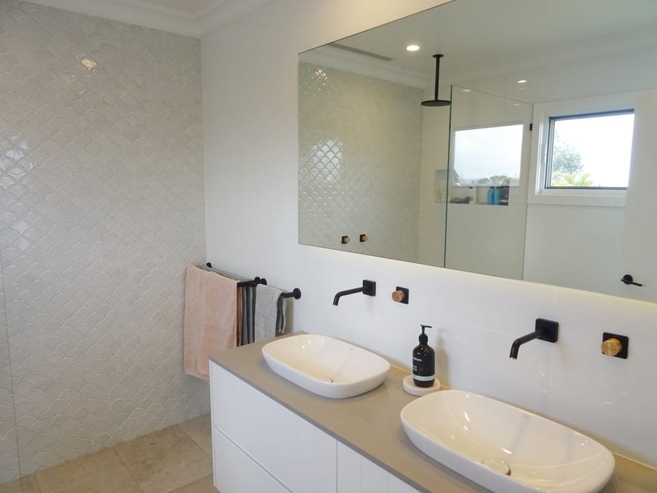 Ensuite in Bedroom 1 - Shower; double basin