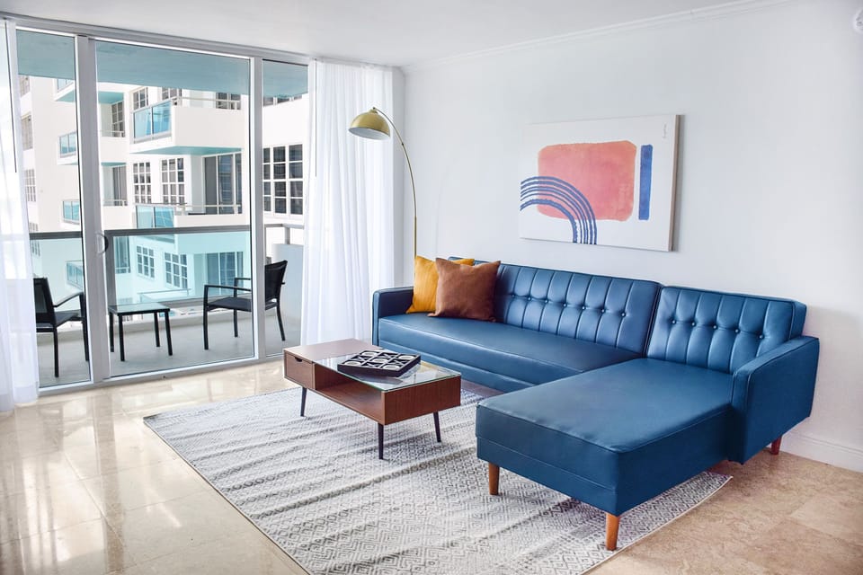 Unwind on the plush sectional after a sun-soaked day.