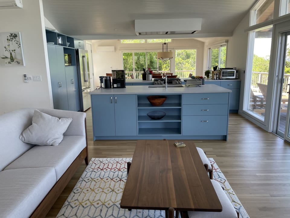 View from the living room area towards the kitchen.
