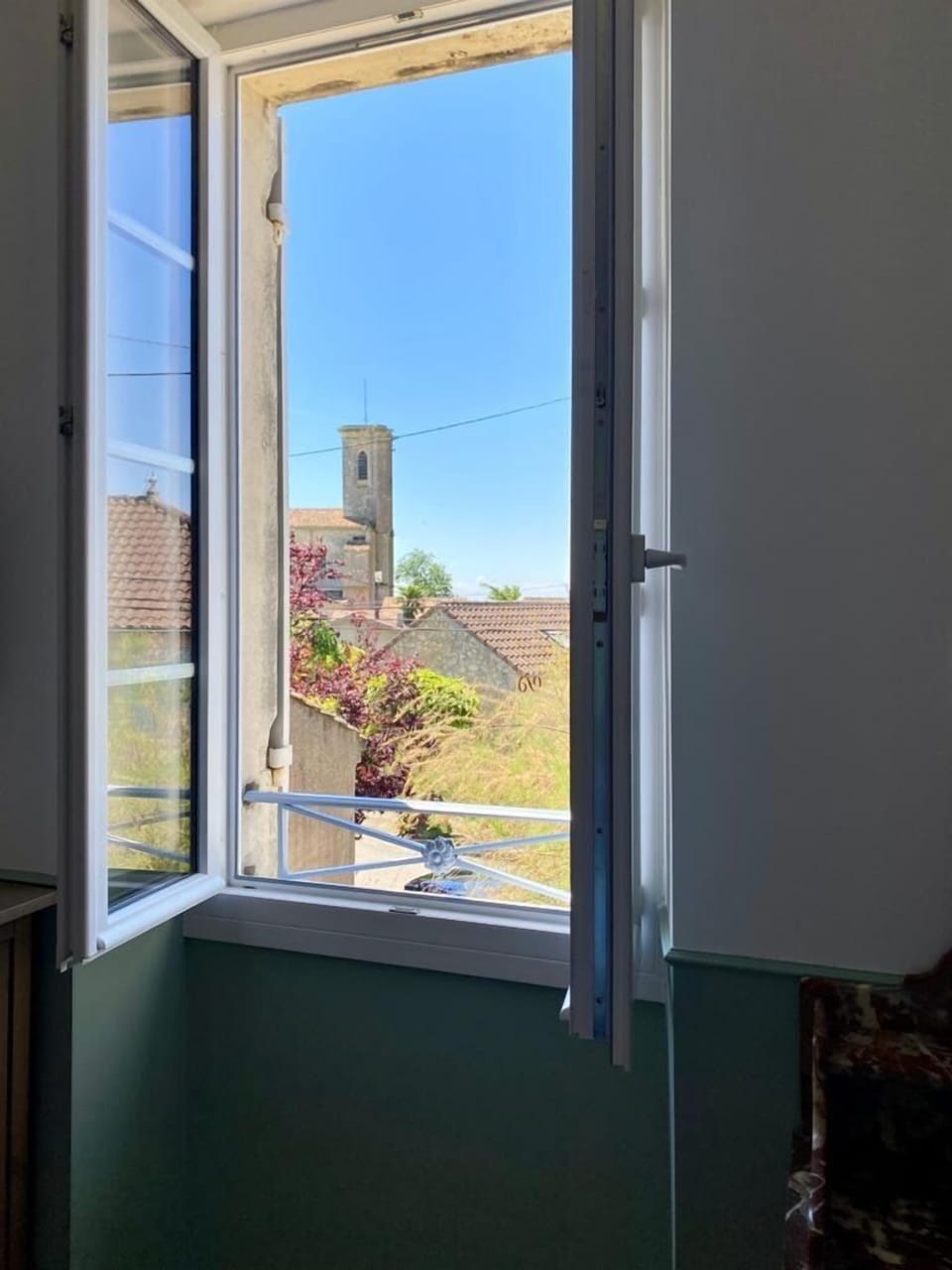 view of church from master bedroom