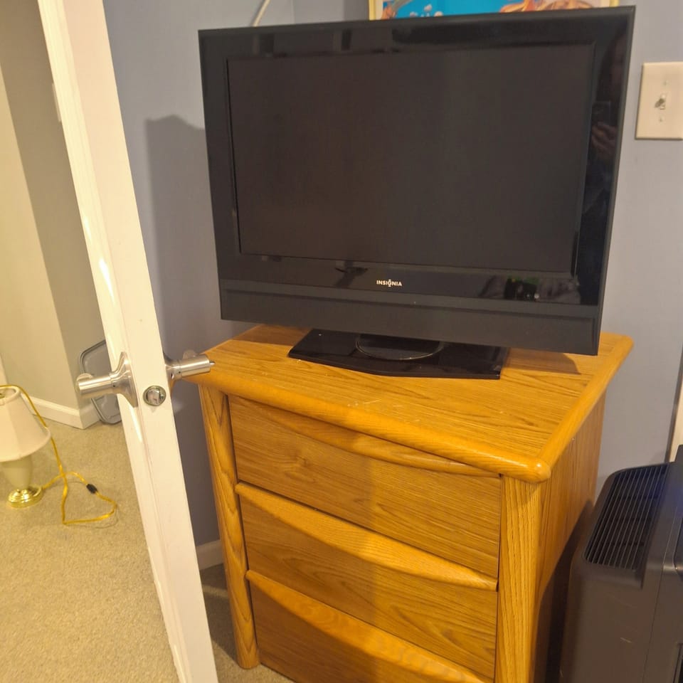 TV In lower level bedroom for google or apple or roku.