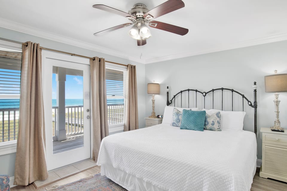 West of Eden (West) - Guest bedroom offers a King bed, Private Bathroom, TV and Balcony Access