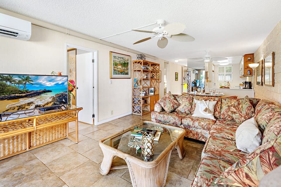 Large flat screen TV in the living room