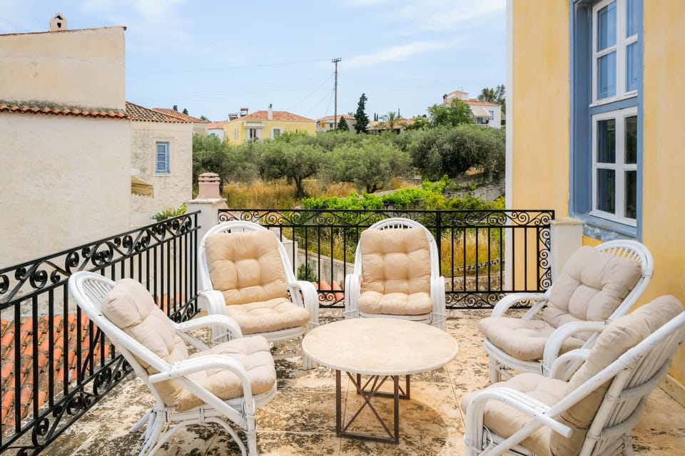 Balcony area with sea views, outside the upstairs living room.