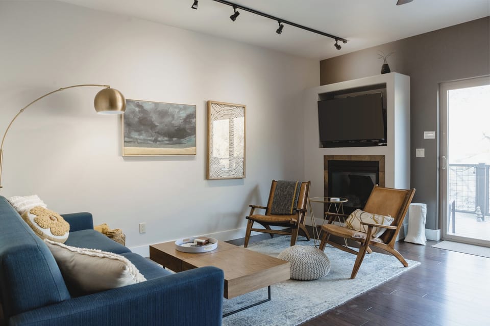 Living area with fireplace