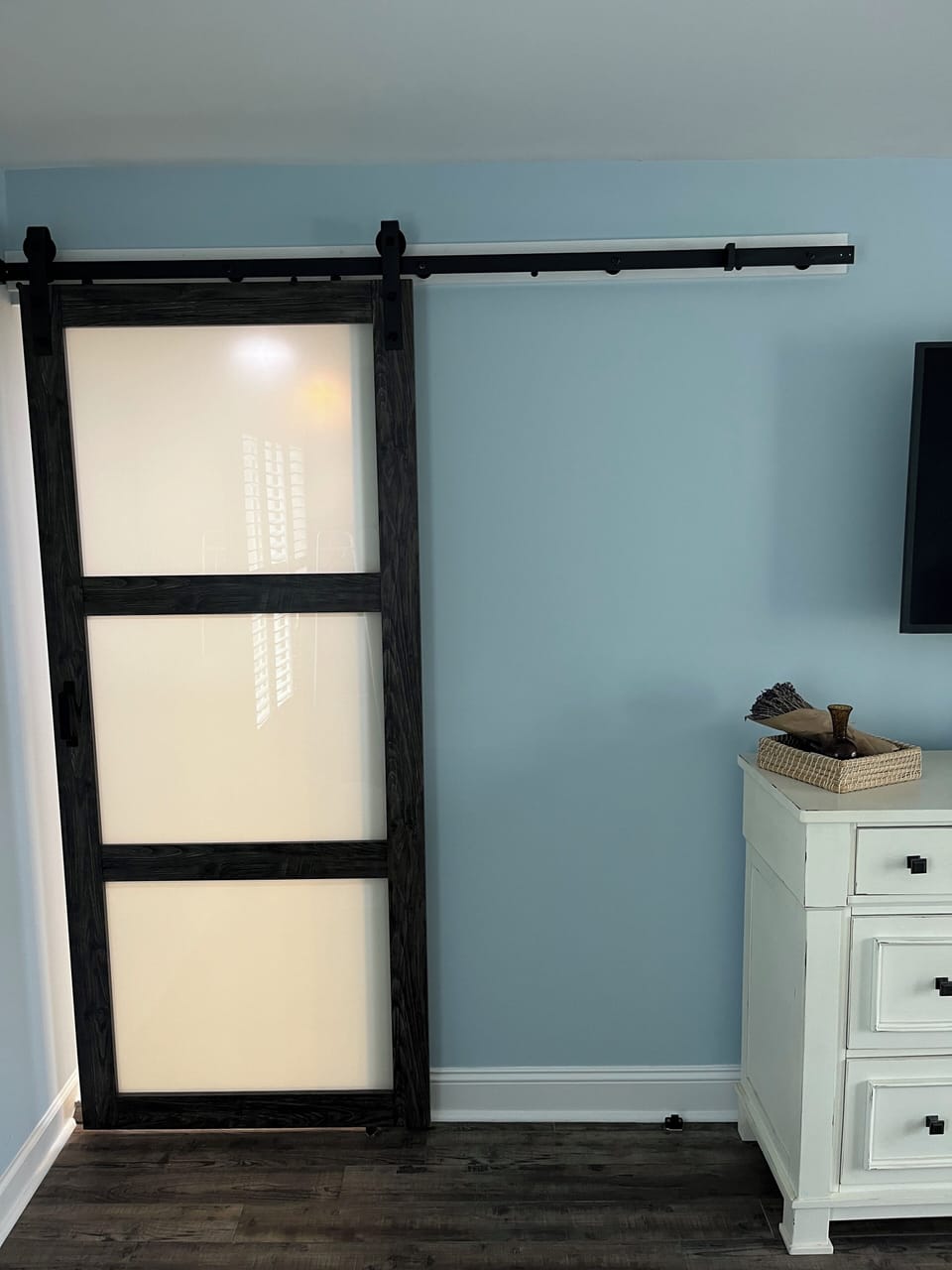 New Barn door into master bathroom